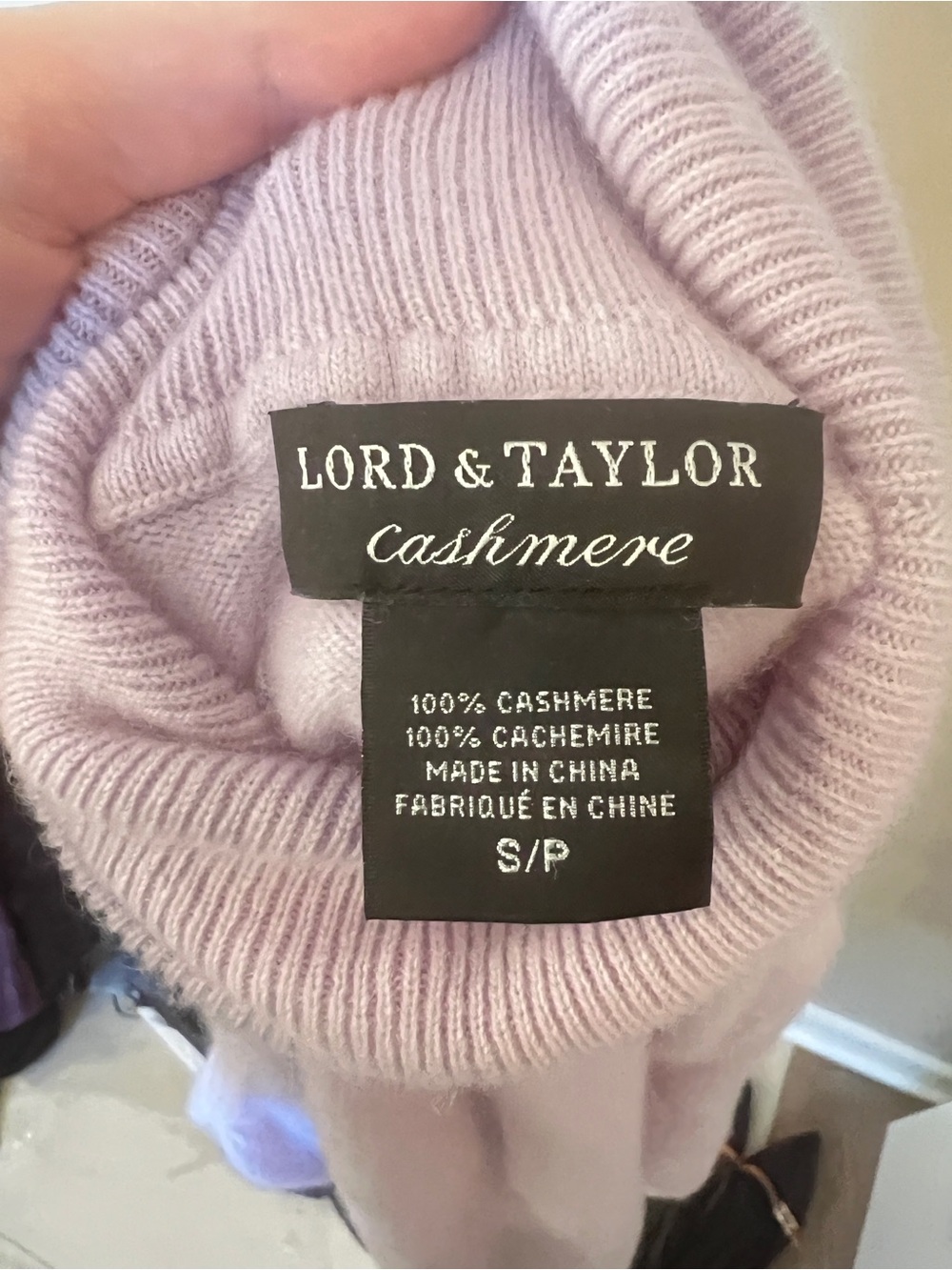 Lord & Taylor 100% Cashmere Lilac Turtleneck Sweater S - Picture 4 of 6